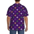 thumbnail image 5 of Xecao offers the Purple Mardi Gras for Men's Casual Short-sleeved Shirt, a button-up collared shirt with a pocket, perfect for beach vacations and yacht travel in the 4X-Large size., 5 of 7