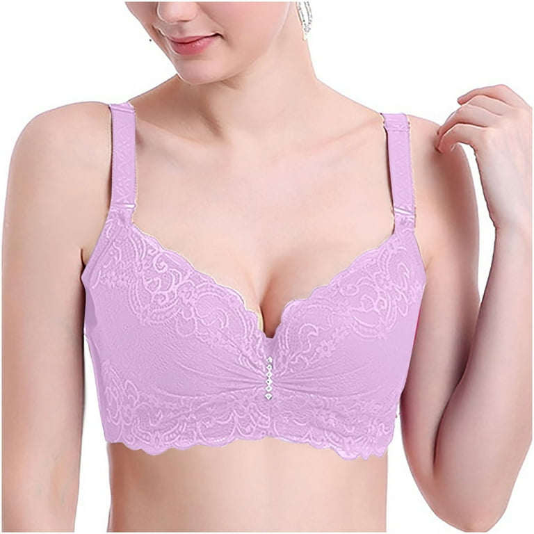 Bigersell Lace Bralettes for Women Fashion Underwire Lace Comfortable Push  Up Hollow Out Bra Underwear Regular Size Female Bralette, Style 4556, 40C 