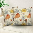 thumbnail image 4 of DaShan Boho Throw Pillow Covers 18x18 Set of 2,Cute Mushrooms Retro Linen Pillows Case for Bedroom Sofa Couch, 4 of 6