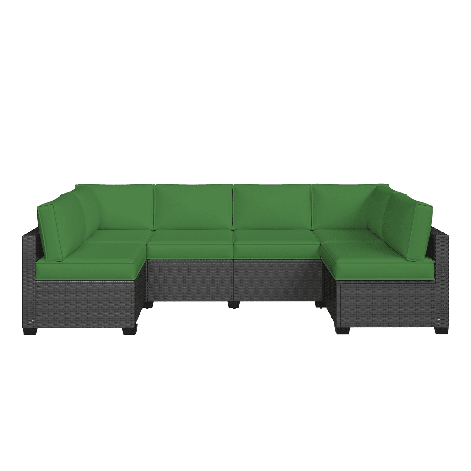 BaPiPro 6-Person Dark Green Outdoor Sectional Sofa Cushions, Waterproof Polyester Patio Cushions with High-Density Sponge & Side Pillows, No Assembly for Backyard, Porch, Deck & Poolside