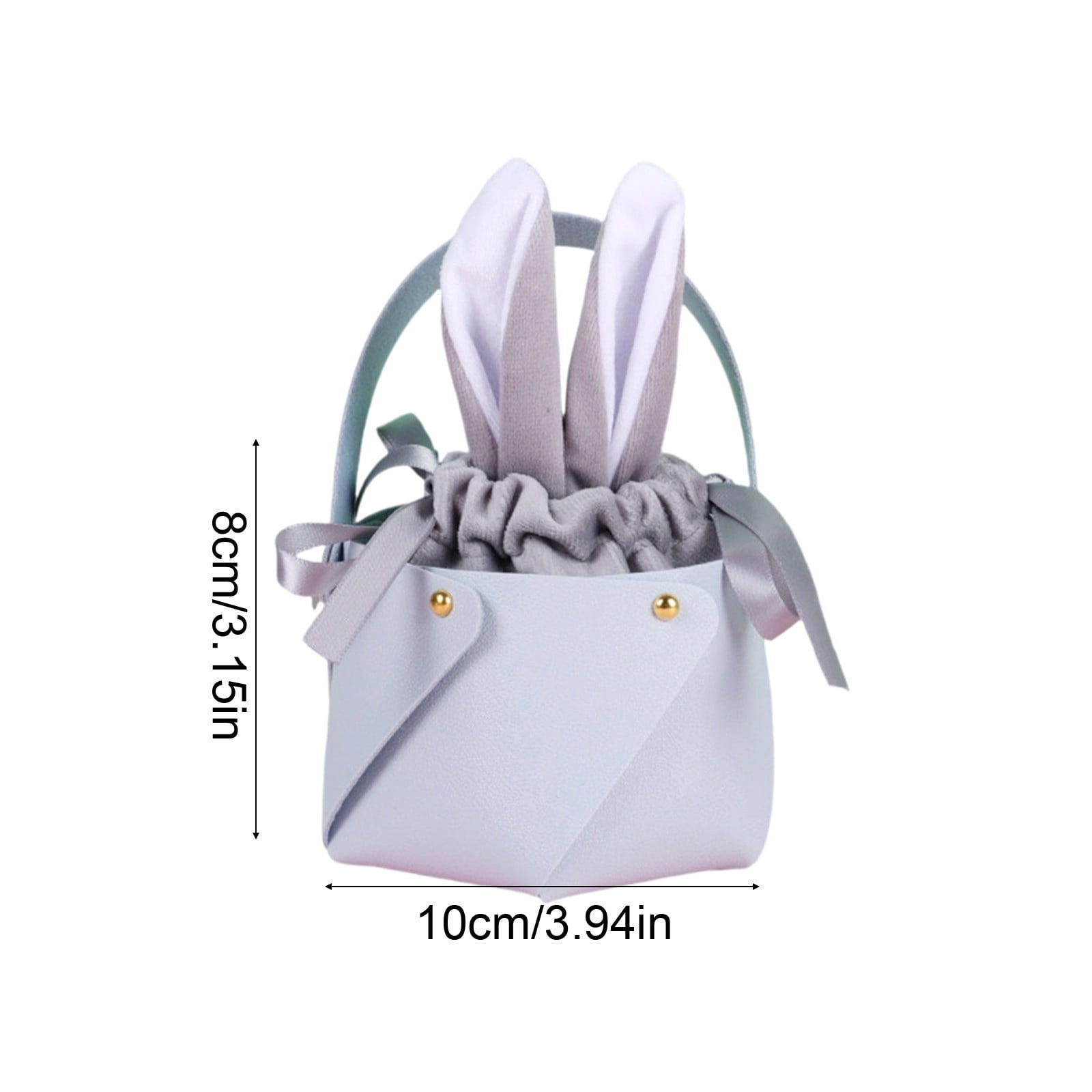 yulier Easter Bunny Gift Bag with Handle, Easter Candy Bag, Easter Bunny Ear Drawstring Bag for Party Favors, Easter Decorations Party Supplies, Gray