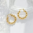 thumbnail image 5 of Women's Twisted Gold Hoop Earrings Thick Hoop Hypoallergenic, 5 of 5