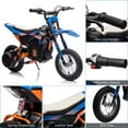 thumbnail image 3 of 24V Electric Off-Road Motorcycle,250W Motor 13.6MPH Fast Speed Motocross,Leather Seat Dirt Bike,Twist Grip Throttle,Metal Suspension,Air-Filled Tires,for Kids Teens Age 13+ (Blue), 3 of 6