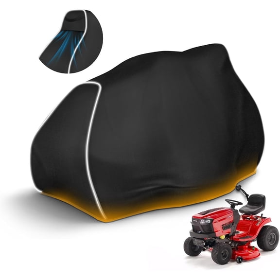 Riding Lawn Mower Cover, 600D UV & Dust & Water Resistant Lawn Tractor Cover, Durable Outdoor Universal Riding Lawnmower Cover with Reflective Strip(72"L x 54"W x 46"H/Black)