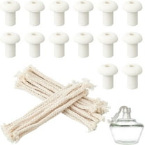 Torch Wicks Replacement 30 Sets Lamp Wicks Burner Round Cotton Kerosene Oil Lamp Candle Lamp Burner with Porcelain Wick Plugs