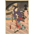 thumbnail image 3 of Utagawa Kunisada (Toyokuni III) 14x18 Black Modern Framed Museum Art Print Titled - Rainy Scene on a Bridge (Ame No to No Sue) (ca. 1849-1853), 3 of 5