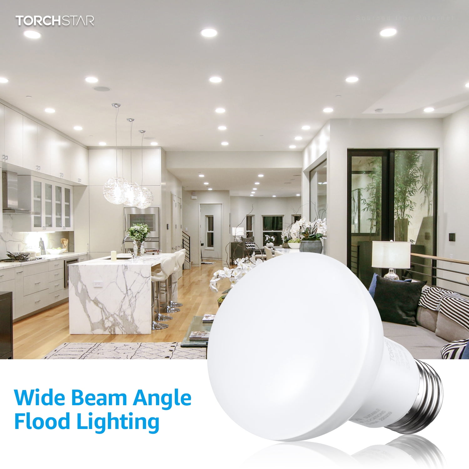 4 Pack BR20 LED Bulbs, Indoor Flood Light R20, Dimmable, 7.5W (50W Eqv), E26 Medium Base, 4000K Cool White