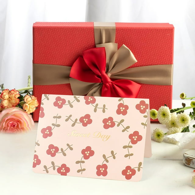 Valentine's Day Blessing Message Card Valentine's Day Retro Small Fragmented Flower Hot Stamped Greeting Card C