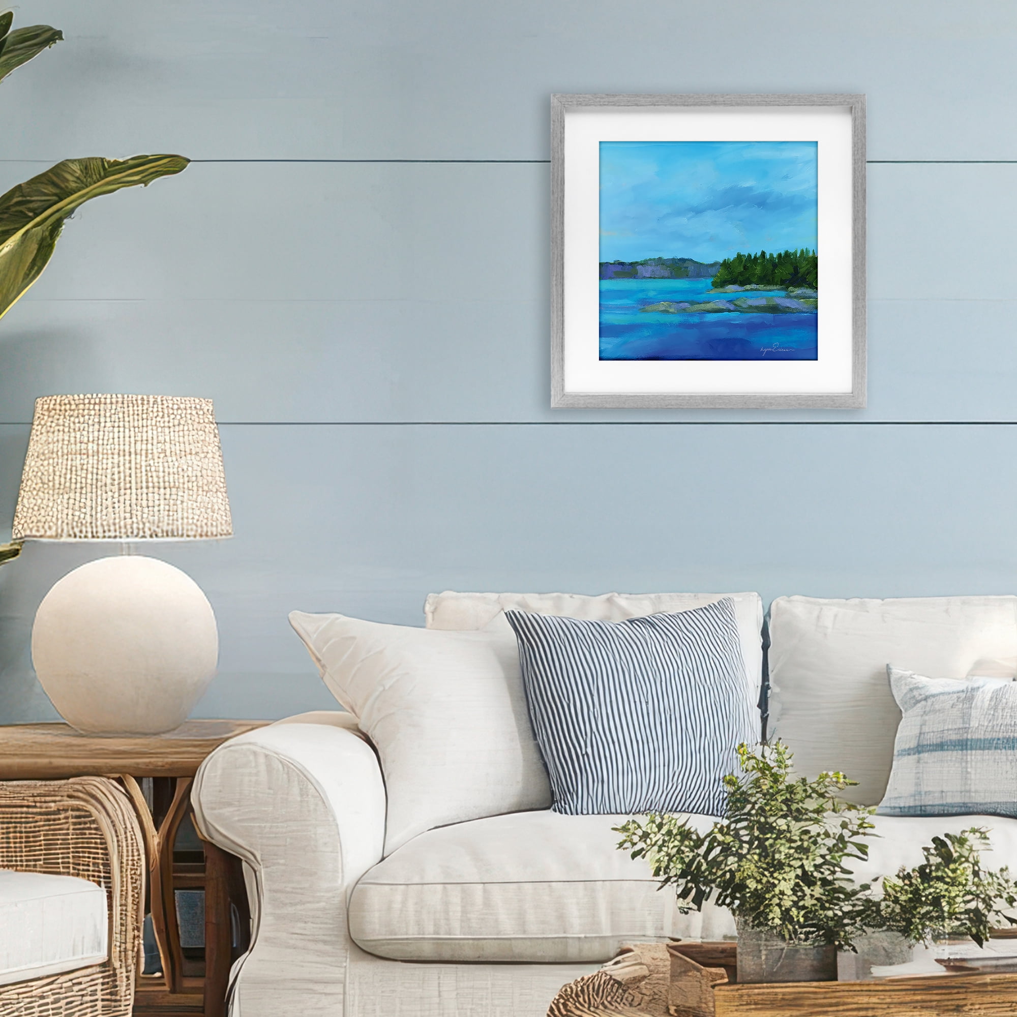 Stupell Industries Tranquil Blue Cove Gray Framed Print Under Glass, design by Lynn Ericson Fine Art