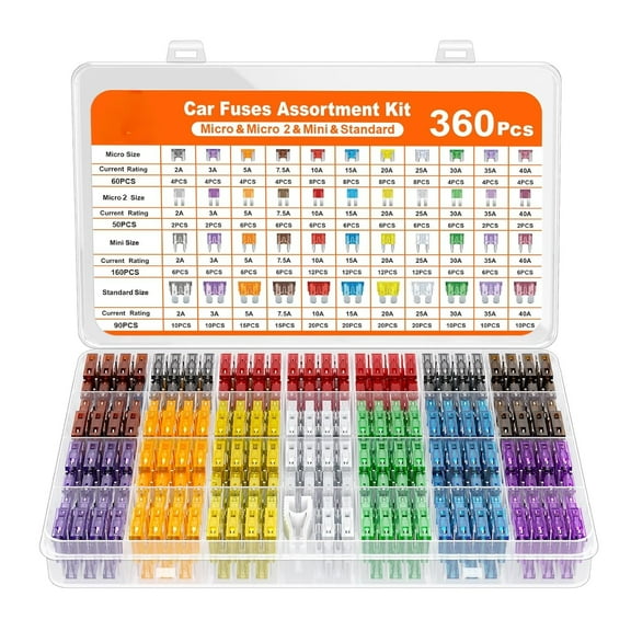 360Pcs Car Fuse Assortment Kit With Mini, Standard, And Micro Sizes For Vehicles