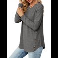 thumbnail image 2 of Blusas de Larga con Cuello Redondo para Mujer, Blusas Holgadas con Botones para Otoño e Invierno 2025. Gris Oscuro XXL, 2 of 10