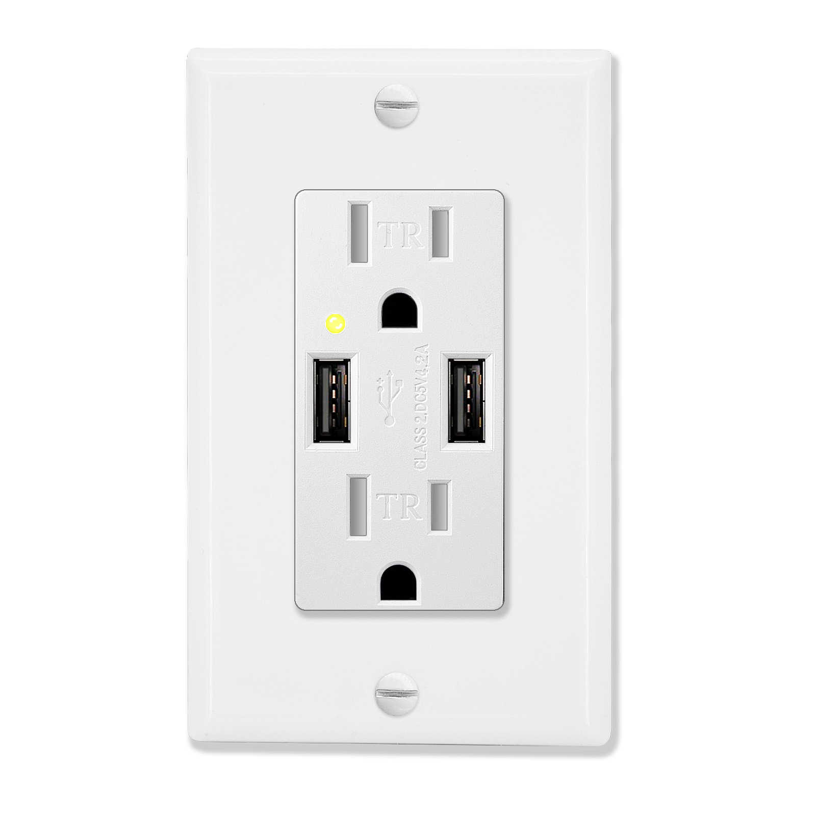 GREENCYCLE 4.2A USB Receptacle Outlet with Dual USB Charging Ports and