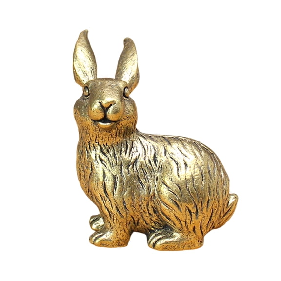 Brass Bunny Figurines Vintage Golden Rabbit Statue Miniature Easter Home Table Ornament for Living Room Farmhouse Spring Decor