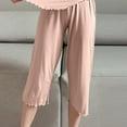 thumbnail image 6 of ABATAB Womens Capri Pajama Pants Ultra-Soft Baggy Comfy Sleepwear Wide Leg Pure Color Elastic Waisted Casual Pj Bottom, 6 of 6