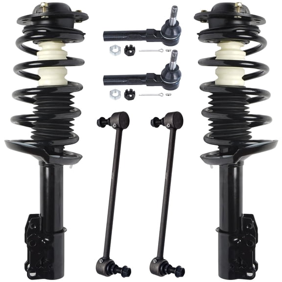 Detroit Axle - 6pc Front Struts Kit Struts w/Coil Spring Sway Bars Outer Tie Rods for Chevrolet Malibu Pontiac G6 Saturn Aura