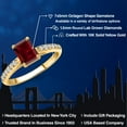 thumbnail image 2 of Gem Stone King 10K Yellow Gold Red Garnet and Lab Grown Diamond Engagement Ring for Women | 1.98 Cttw | Emerald Cut 7X5MM | Gemstone January Birthstone | Size 9, 2 of 6