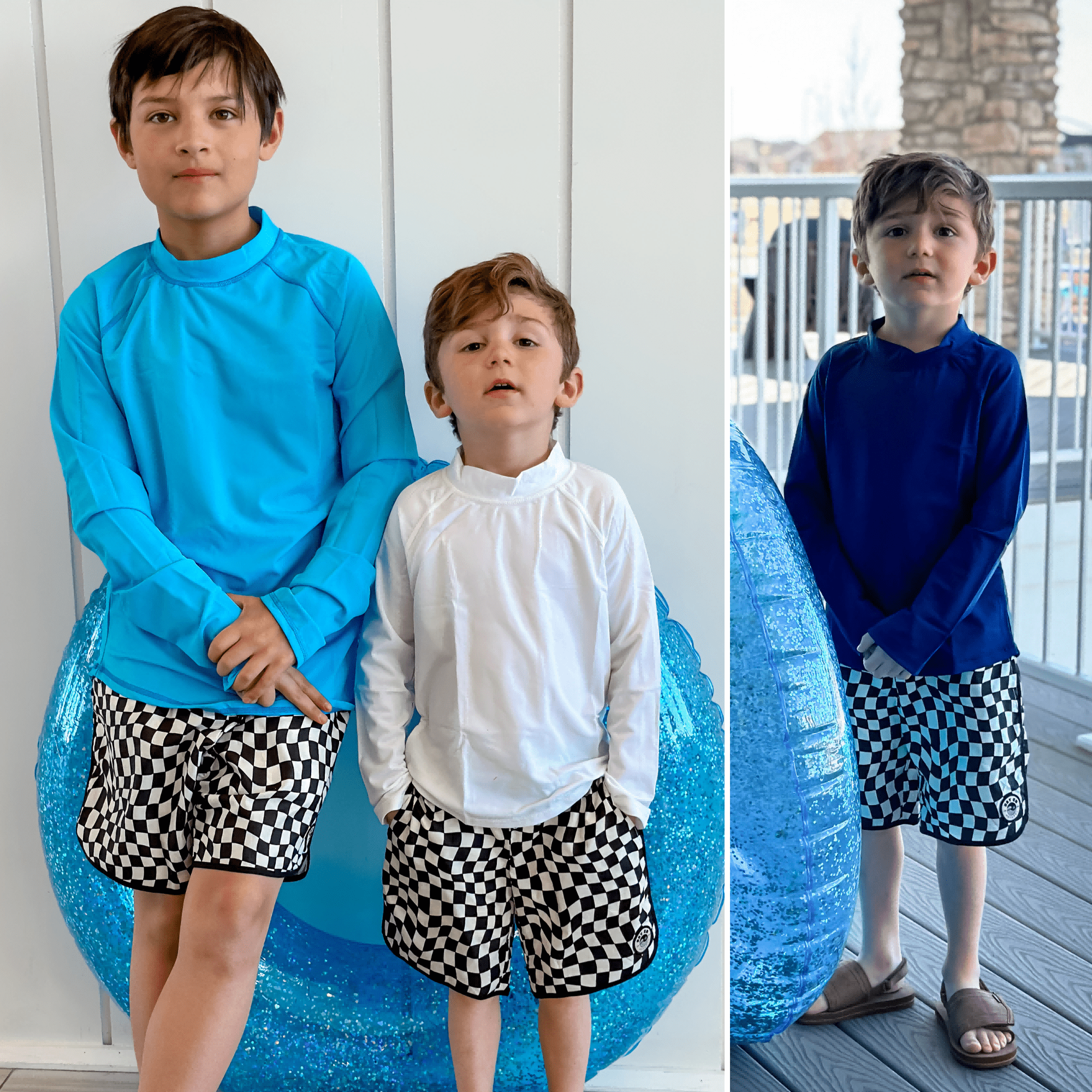 BIG ELEPHANT 3 Pack Kids Rash Guard Swim Shirt UPF 91+ Long Sleeve Rashguard Swimwear Surf Tops Sun Protection for Boys Girls
