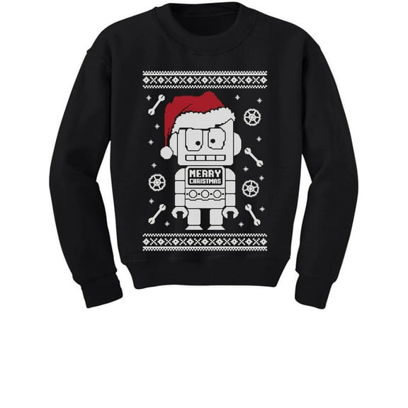 Tstars Boys Unisex Ugly Christmas Sweatshirt Cute Robot Santa Kids Christmas Gift Funny Humor Holiday Shirts Xmas Party Christmas Gifts for Boy Kids Sweatshirt Ugly Xmas
