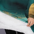 thumbnail image 3 of Oversized Wearable Blanket Hoodie,Teal and Gold Marble Flow Lines Pattern Sherpa Blanket Hoodie with Super Pockets,Super Warm Fuzzy Pullover for Women & Men, 3 of 6