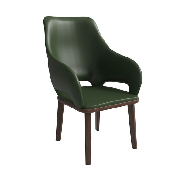 LeisureMod Dining Chair Upholstered in Leather with Rubberwood Base and Legs Padded Seat and Back for Modern Home, Kitchen, Cafes, Office Vivara Collection