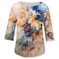 thumbnail image 4 of ADSSDQ Plus Size Workout Tops 3/4 Sleeves Fall Tie Dye T-Shirts With Pocket V Neck Running Shirts Women Elbow Length Summer Tunic Casual Flowy Clothing Orange 3XL, 4 of 5