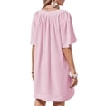 thumbnail image 3 of Women Summer Short Sleeve Dress Casual V Neck Flowing Mini Dress, 3 of 4