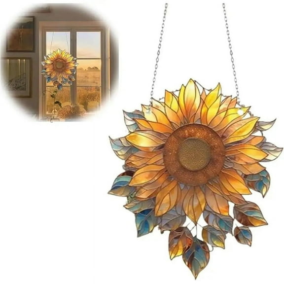 Sunflower Acrylic Wall Hanging Sunflower Plant Decor Door Window Hanging Decorative Bedroom Decoration Room Decors 15cm