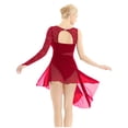 thumbnail image 4 of MSemis Women Girls Lyrical Ballet Dance Costume  Asymmetric Leotard Dresses Burgundy Small, 4 of 7