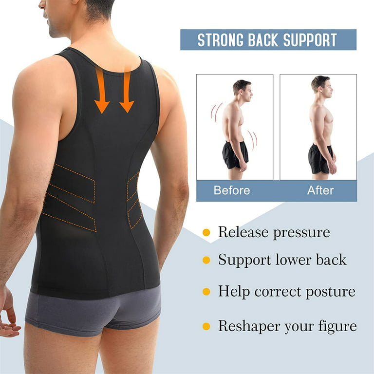 Molutan Tummy Control Sleeveless Mesh Body Shaper Vest for Men Gynecomastia  Chest Compression Shirt Underwear(Black, 3XL)