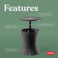 thumbnail image 4 of Keter Pacific 7.5 Gallon Cool Bar 2 in 1 Weather Resistant Side Table and Bar Durable Resin Outdoor Patio Beverage Cooler Table, Rattan Look Dark Grey, 4 of 14