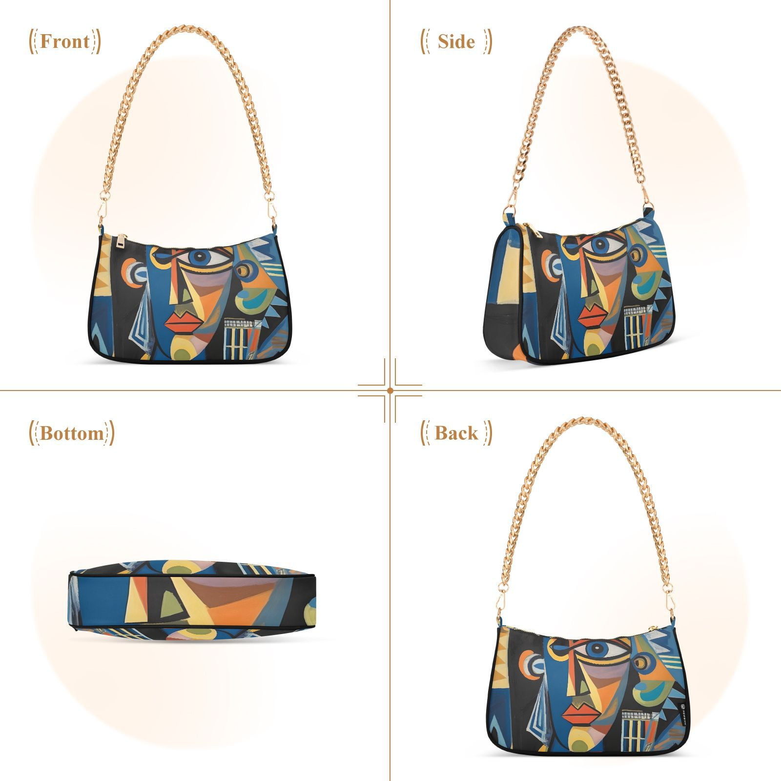 Woman Face AbstractWomen Small Shoulder Bag Crossbody Tote Hobo Bags Purse Clutch Handbags with Chain Strap for Women