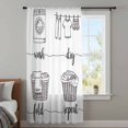 thumbnail image 4 of Laundry Room Sheer Curtains 63 Inches Long, Cartoon Wash Dry Fold Repeat Simple Lines Art Light Filering Curtains, Breathable Simi Curtain Privacy Drapes for Living Room Bedroom Window Treatment, 4 of 9