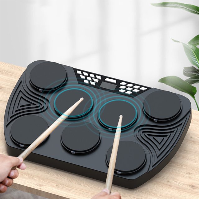 Conjunto de batería electrónica Altavoz incorporado 7 almohadillas sensibles a la velocidad Tambor de mesa