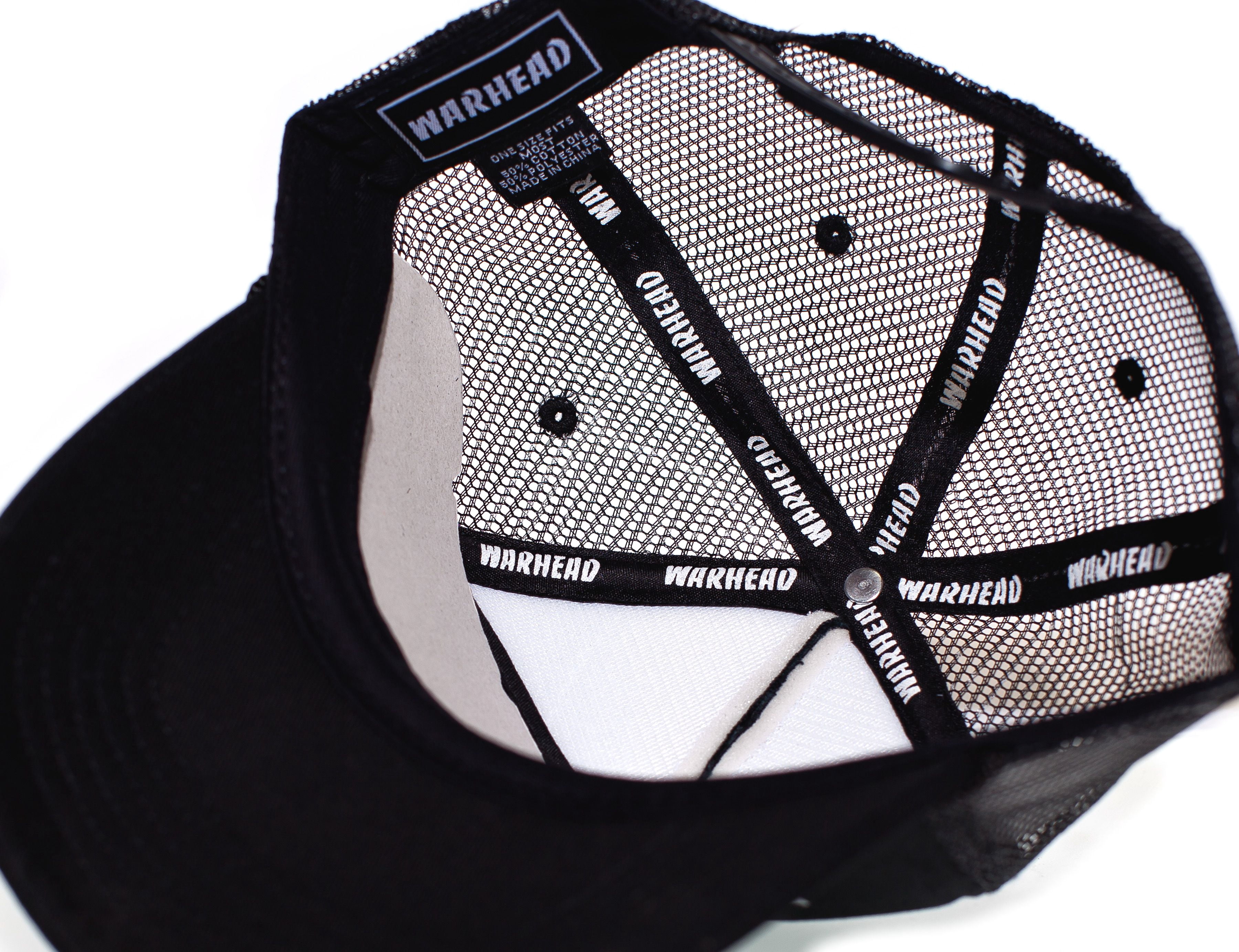 WARHEAD Unisex Adult One-Size Snap Truckers Hat Cap Black/Black