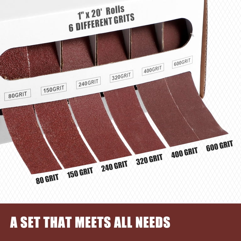 2-Pack Emery Cloth Roll Set – 5 Grits (150/240/320/400/600) X 1x20 Ft Sandpaper Rolls With Dispenser Box – For Wood, Metal, Automotive