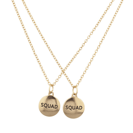 Lux Accessories Gold Tone Squad Best Friends Forever BFF Charm Necklace Set