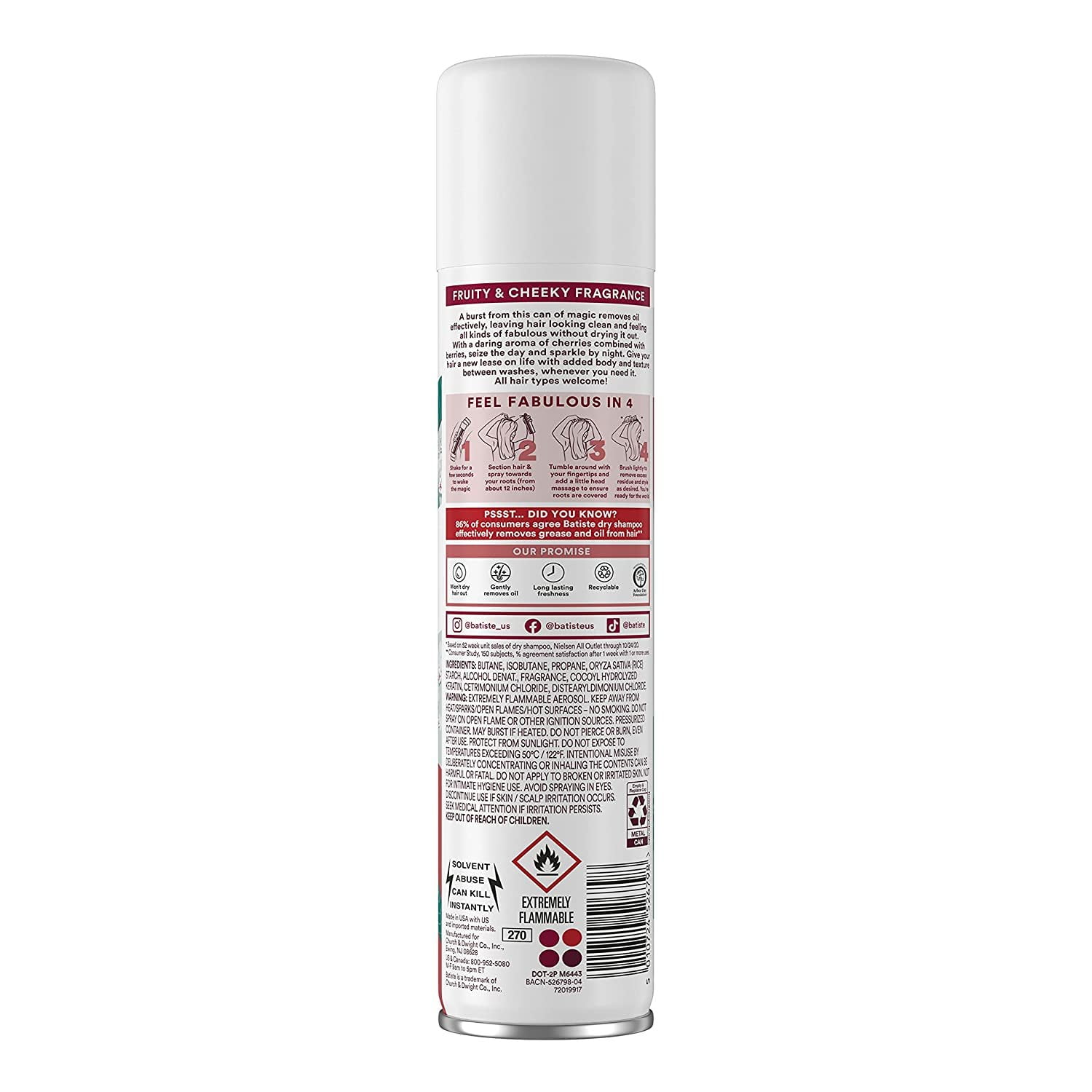 Dry Shampoo, Cherry, 6.73 Ounce 5 Pack