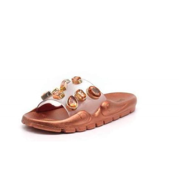 Cape Robbin Treasure Rose Gold Fashion Sandals Pool Slide Clear Jewel Mule