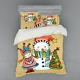 thumbnail image 1 of Christmas Duvet Cover Set, Little Toy Girl Snowman and Xmas Tree in Watercolors Happy New Year Theme, Bedding Set with Shams and Fitted Sheet, 3 Sizes, by Ambesonne, 1 of 3