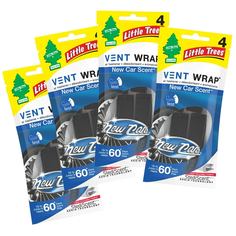 Little Trees Vent Wrap Air Freshener, New Car Scent, 4 Packs of 4