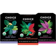 Choice Organics Black Tea Variety Pack, Contains Caffeine, Black Tea Bags, 3 Boxes of 16