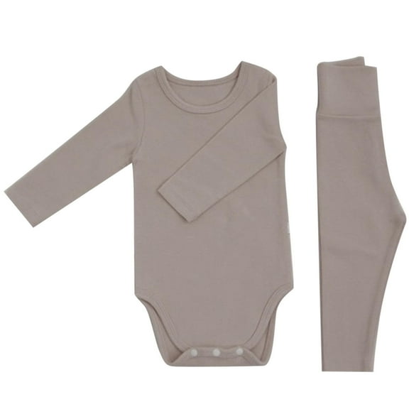 Boys Outfits&Set Baby Autumn Solid Long Sleeve Long Pants Romper Bodysuit Set Clothes