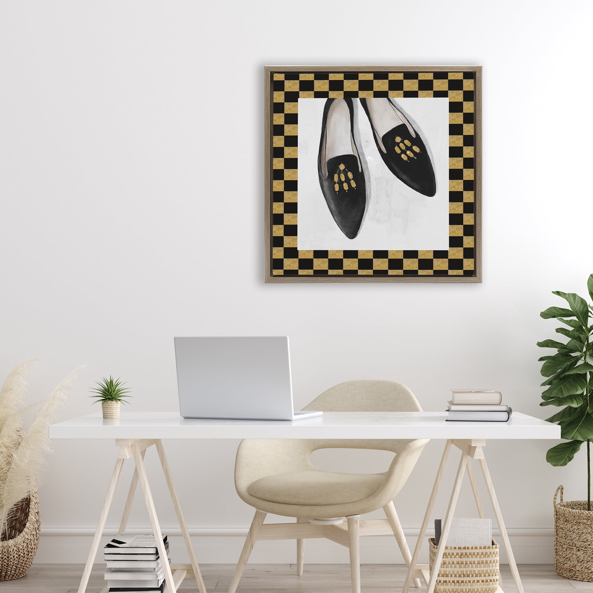 Stupell Industries Luxe Black Flats Brown Framed Floater Canvas Wall Art, design by Lorenzo Collective