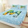 thumbnail image 3 of Feelyou Initial M Letter Queen Sheet Sets, Kawaii Dinosaur Flat Sheet, Teen Boy Girl Kid Queen Fitted Sheet, Super Cozy Room Decor, 4-Piece, 3 of 7