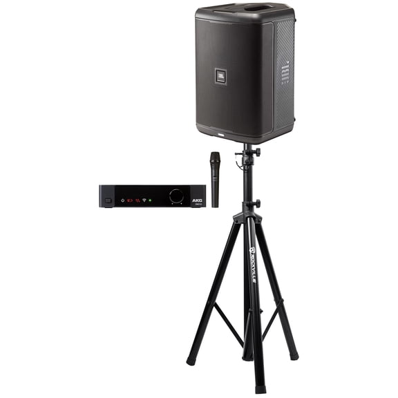 JBL EON ONE COMPACT Rechargeable 8" Personal PA Speaker AKG Wireless Mic Stand
