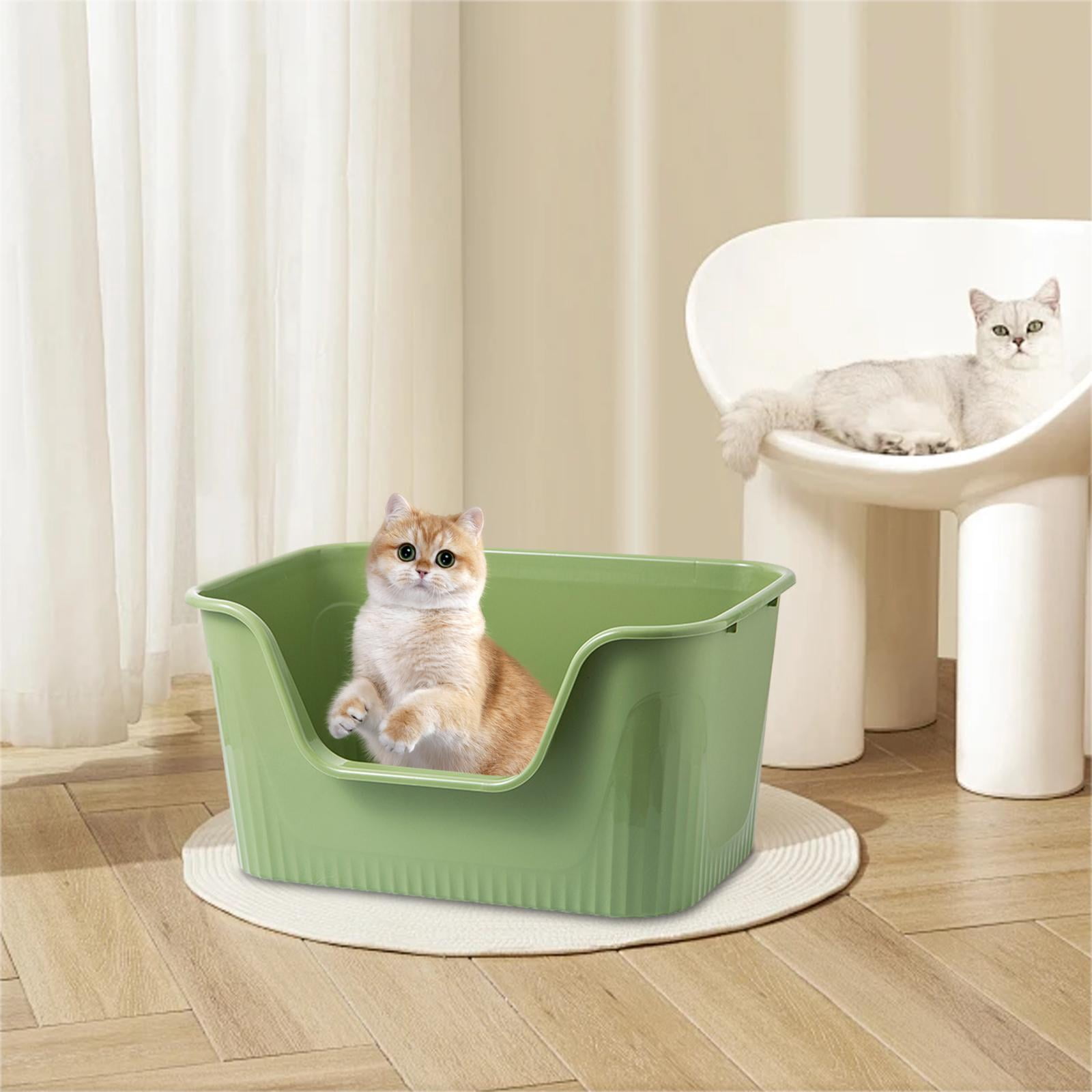 YWMJZEU Open Cats Litter Box Easy Access Cat Litter Container Pet Supplies Easy Cleaning Green S
