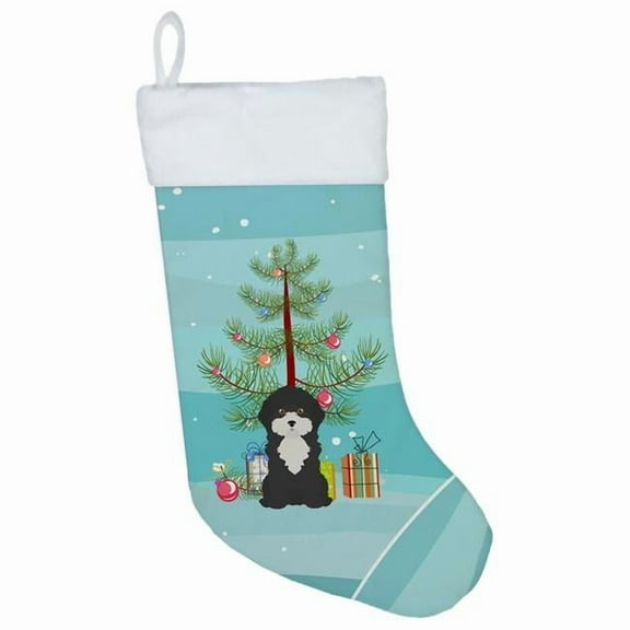 Caroline's Treasures Cyprus Poodle Multi-color Christmas Stocking, with Soft Suede Fabric 18"