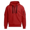 thumbnail image 4 of Chiccall Mens Hoodie Drawstring Half Zip Long Sleeve Hooded Sweatshirts Casual Athletic Workout Sweatshirts with Zipper Pockets, 4 of 5