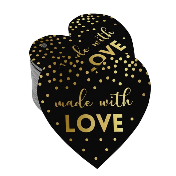 Inkdotpot Pack Of 100 Real Gold Foil Paper Tags Made With Love Wedding Favor Hang Tags