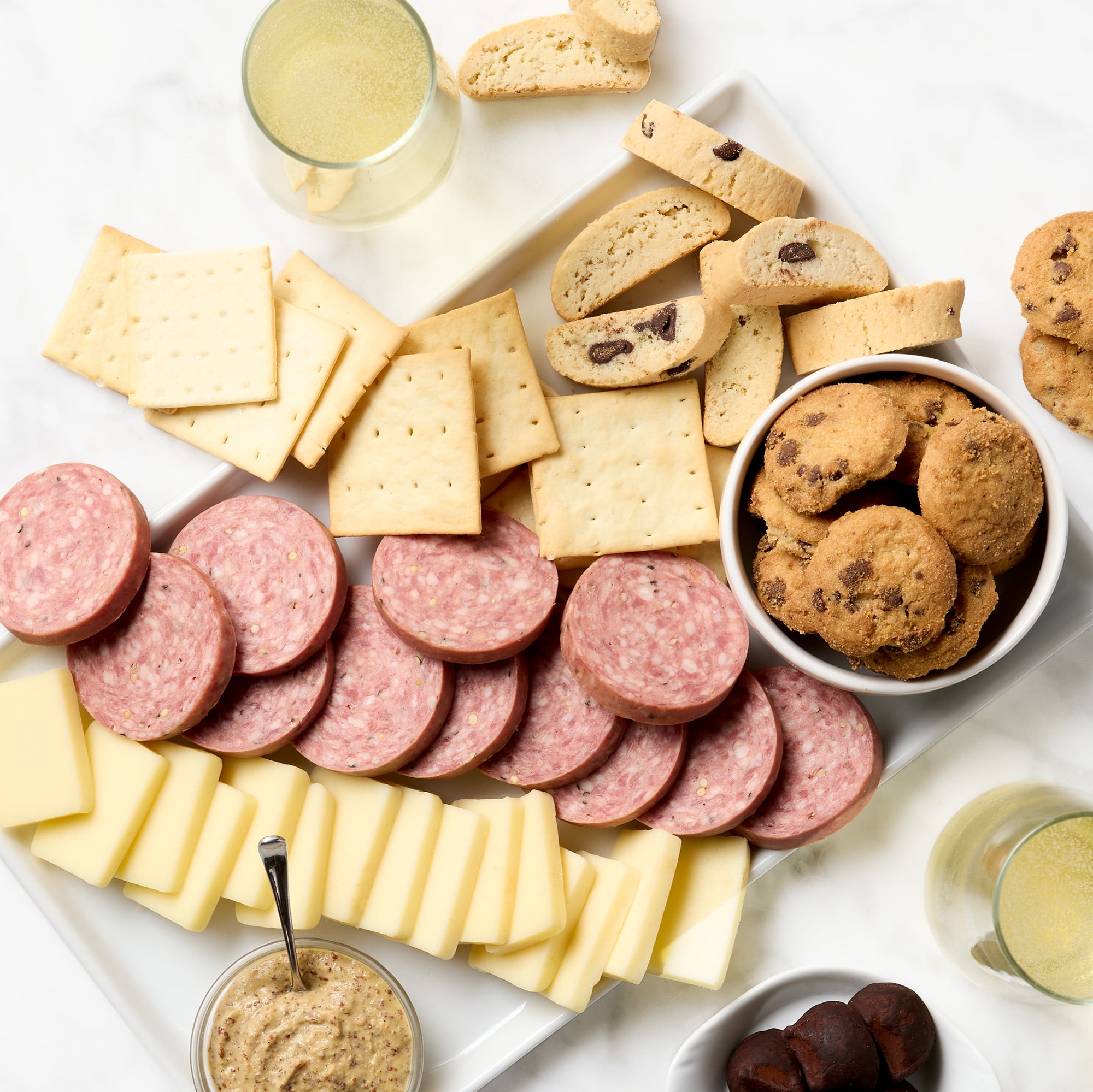Hickory Farms Sparkling Cider & Snacks Gift Box, 8 pieces | Sausage, Cheese, Crackers